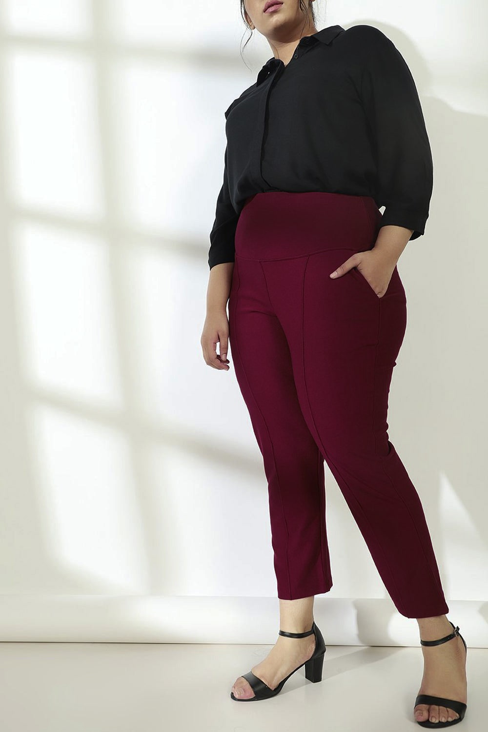 Casual Formal Office Trousers For Ladies Pants With Matching Belt - Black -  Wholesale Womens Clothing Vendors For Boutiques